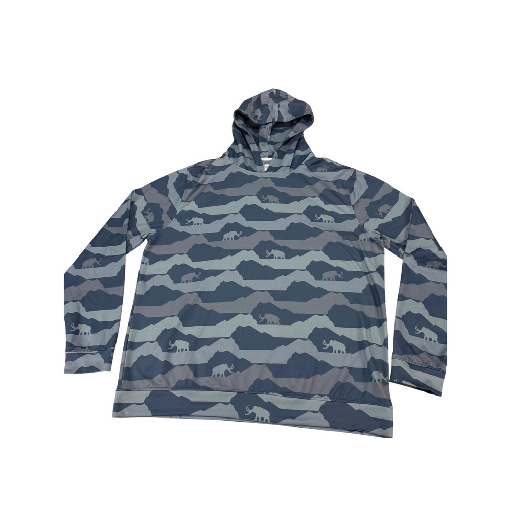 Waggle Golf Mens XL Blue Mountain Mammoth Print Performance Sun Hoodie Pullover